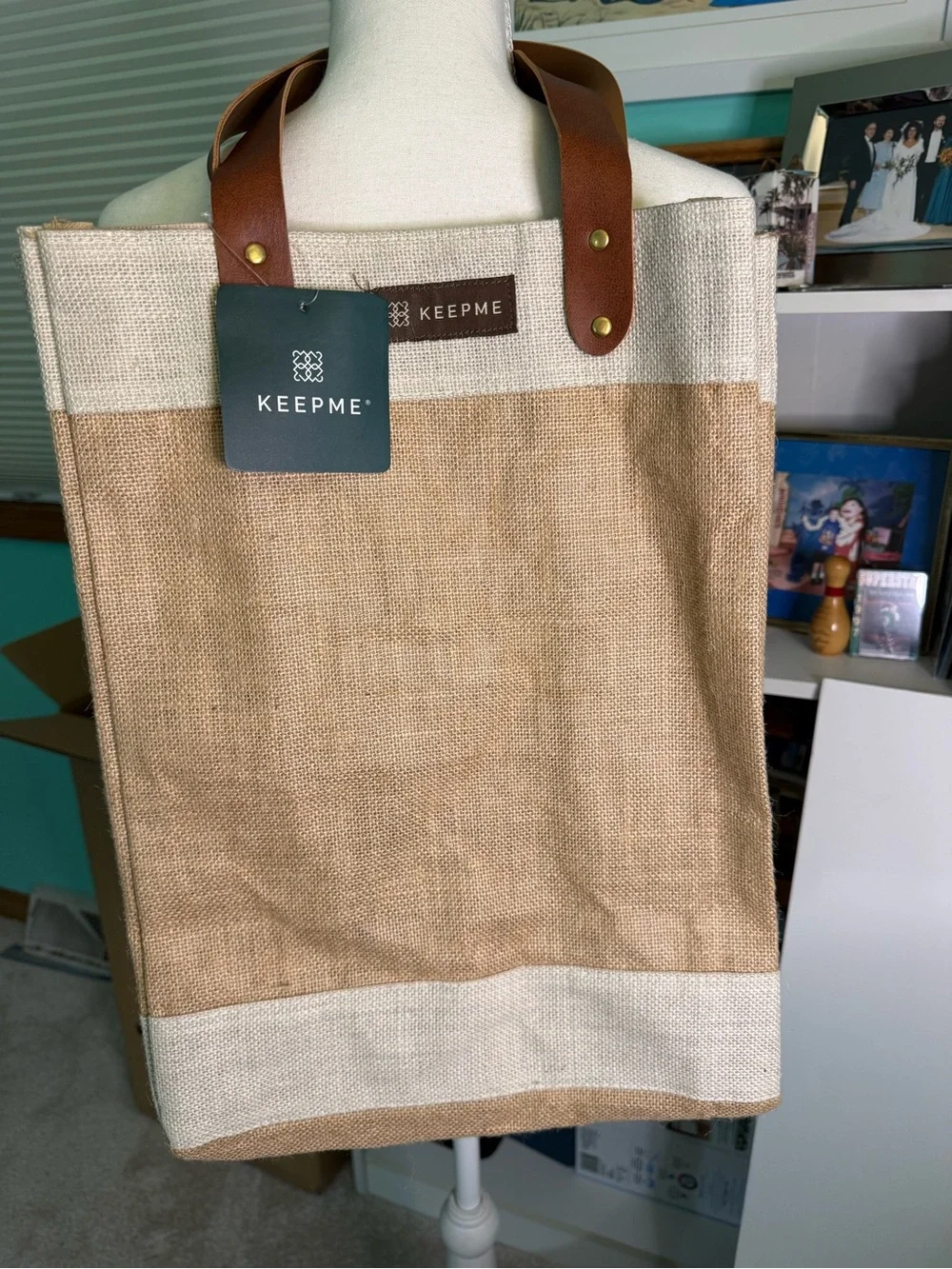 St. Regis-branded Beach Tote Bag in Natural Brown & Cream